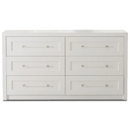 Transitional Six Drawer Dresser with Built-in Power Outlet